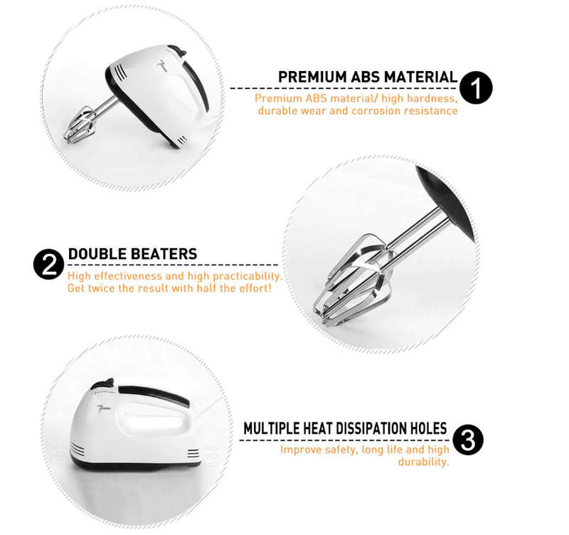 Stainless Steel Electric Hand Mixer 7 Speed