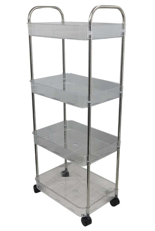 4 Tier Multipurpose Home Acrylic Storage Trolley with Wheels