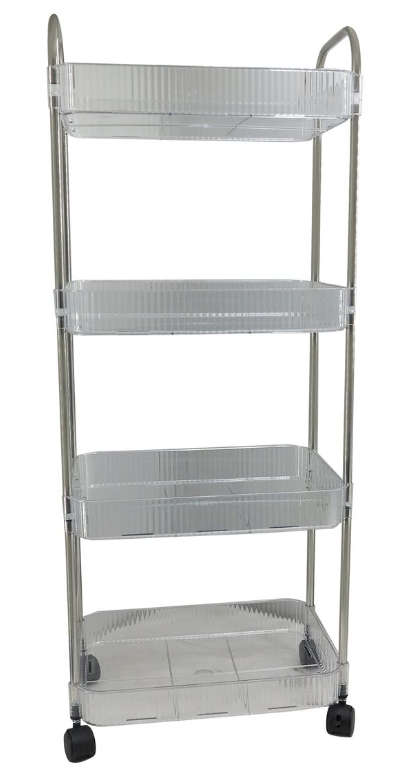 4 Tier Multipurpose Home Acrylic Storage Trolley with Wheels