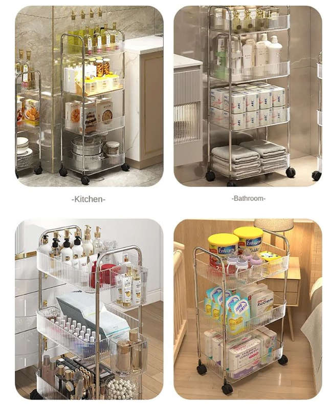 4 Tier Multipurpose Home Acrylic Storage Trolley with Wheels