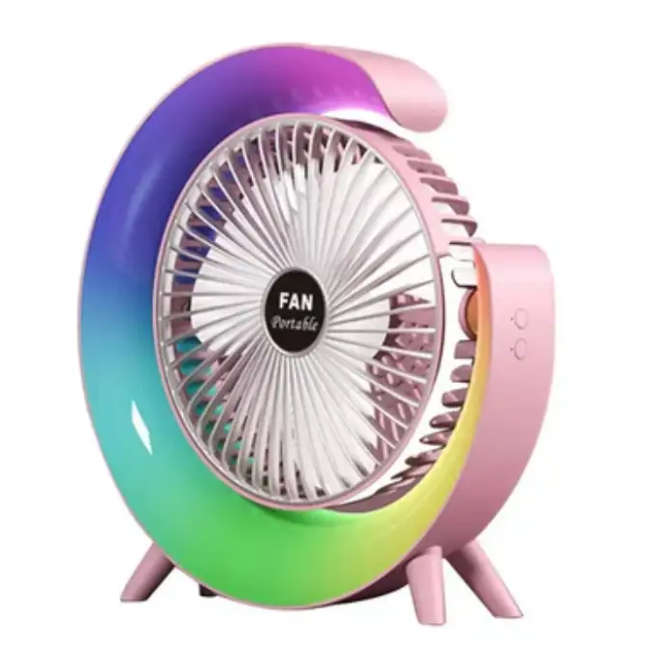 USB Power Desktop Rechargeable Portable Mini Rotatable Lighting Fan