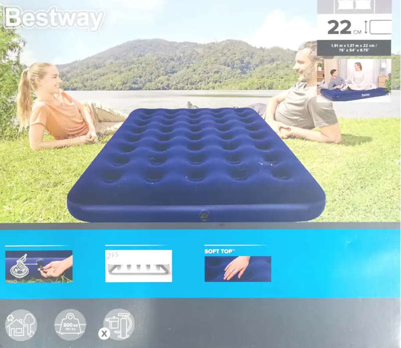 Large Flocked Inflatable Air Bed Camping Mattress