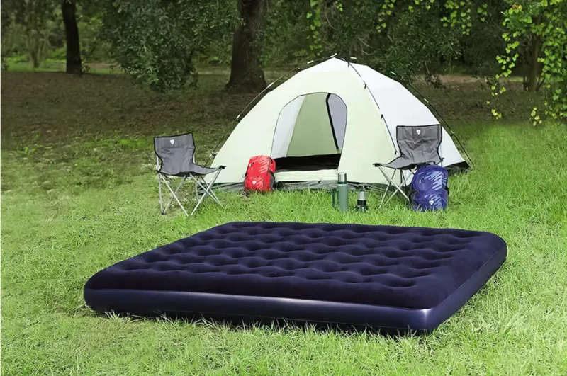 Large Flocked Inflatable Air Bed Camping Mattress