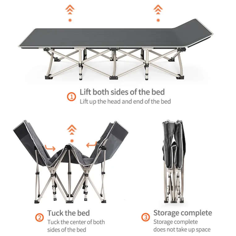 Portable Recliner Single Lunch Bed Beach Folding Bed for Outdoor and HomePortable Recliner Single