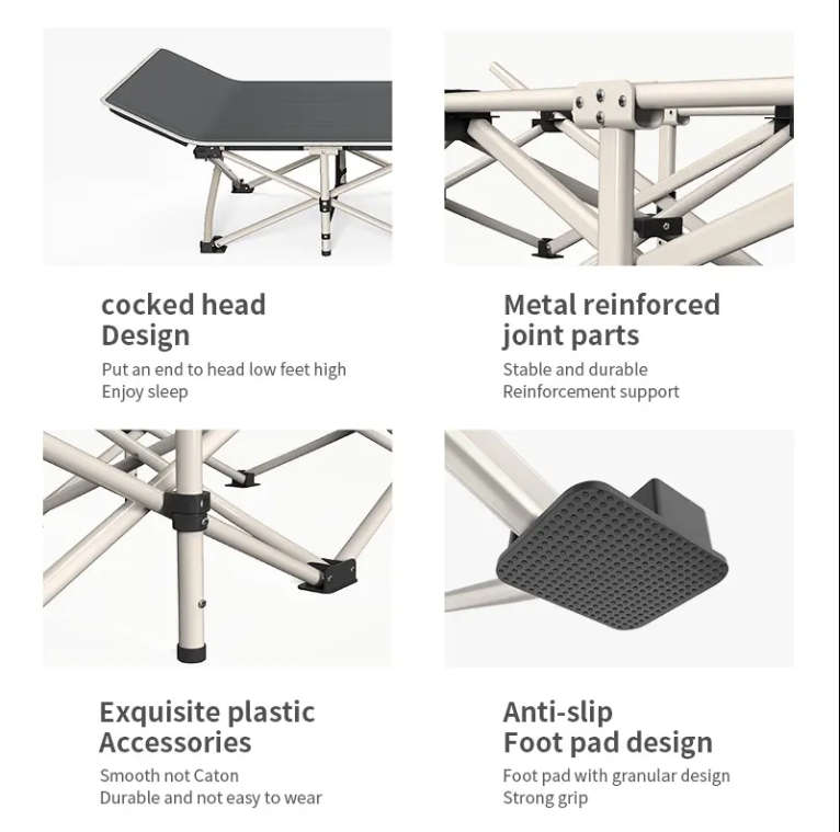 Portable Recliner Single Lunch Bed Beach Folding Bed for Outdoor and HomePortable Recliner Single