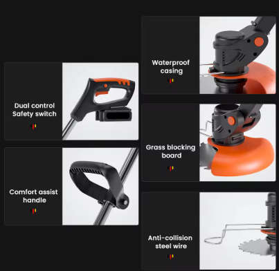 Cordless Lawn Mower Rechargeable Lawn Edger Height Adjustable Electric Lawn Trimmer