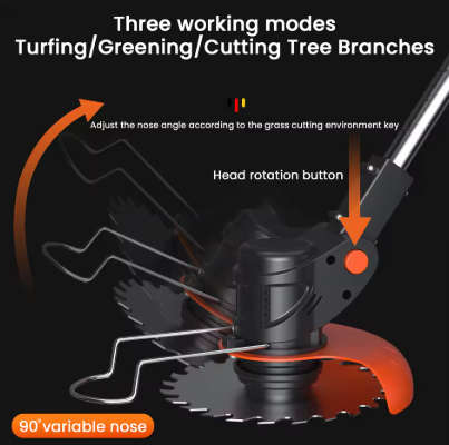 Cordless Lawn Mower Rechargeable Lawn Edger Height Adjustable Electric Lawn Trimmer