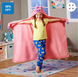 Kids wearable blankets with unicorn LED eyes