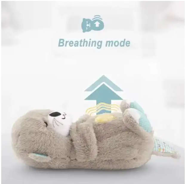Breathing Otter Sleep Buddy - Soothing Plush Doll with Rhythmic Breathing, Music, and Lights