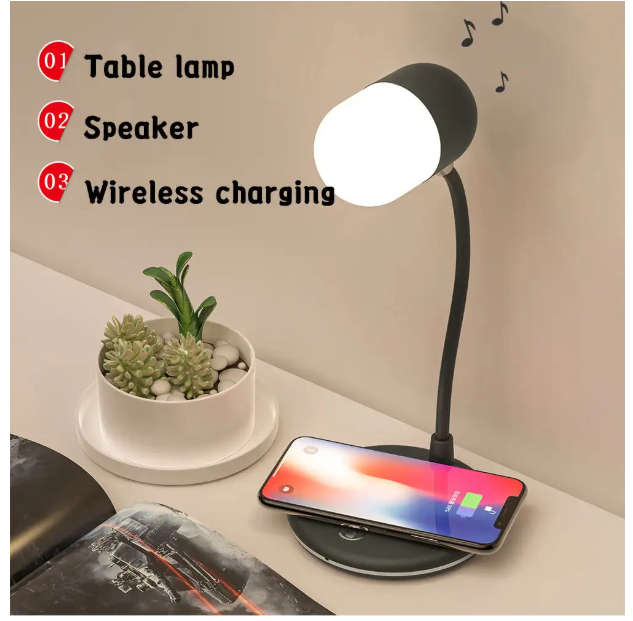 3 In 1 Desk Lamp with Speaker and Wireless Charger