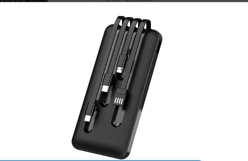 20000mAh Powerbank Portable 4 Output Built In Cable Power Bank Fast Charge