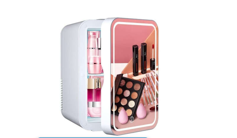 Mini Beauty fridge with mirror and LED light