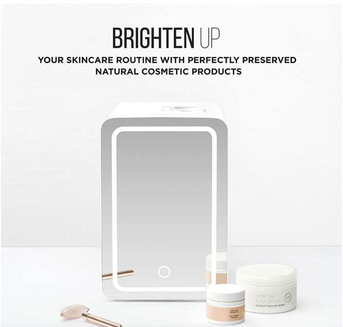 Mini Beauty fridge with mirror and LED light