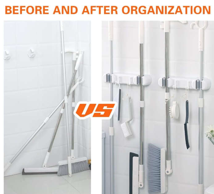 Mop Broom Holder With  Hooks