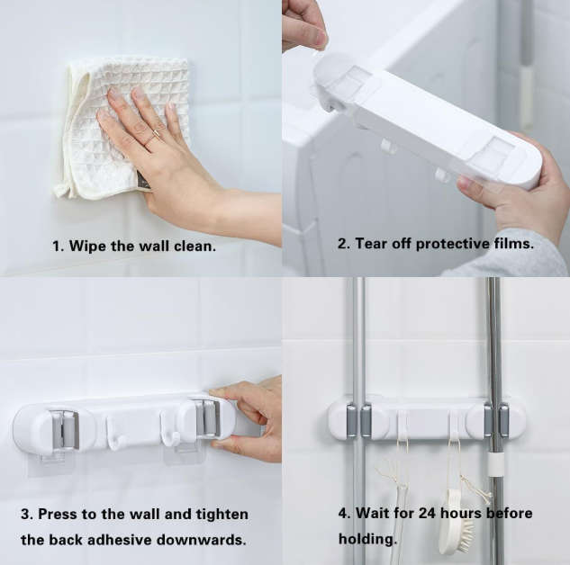 Mop Broom Holder With  Hooks