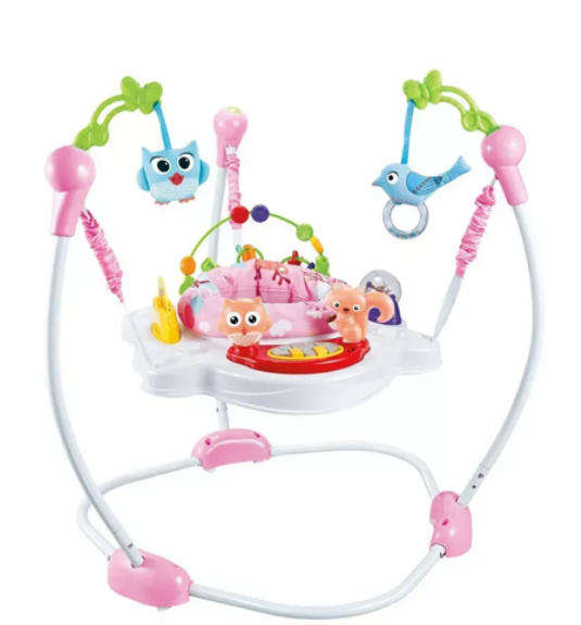 Baby Bouncing Jumper Chair With Colorful Toy, Light & Music - Pink