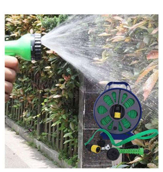 50FT 15M Retractable Garden Watering Turntable Flat Hose Pipe