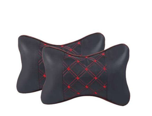 Universal PU Leather Car Seat Neck & Head Rest Pillow - Pack of 2