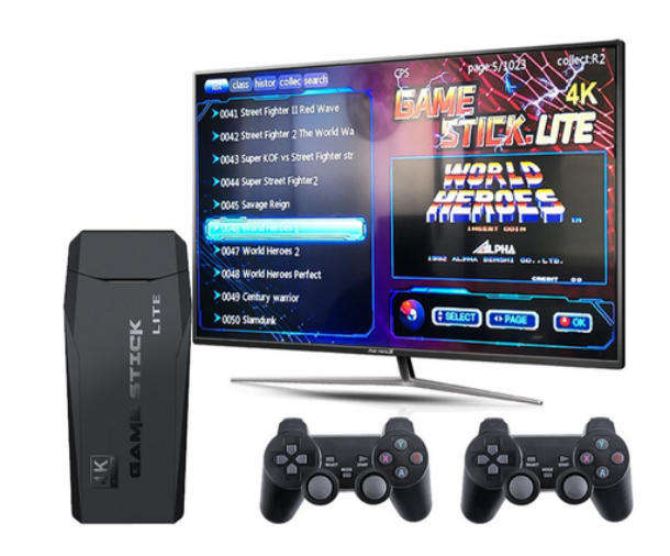 Wireless 2.4G 4K Ultra HD Arcade Game Stick + 2 Controllers Gamepad Set
