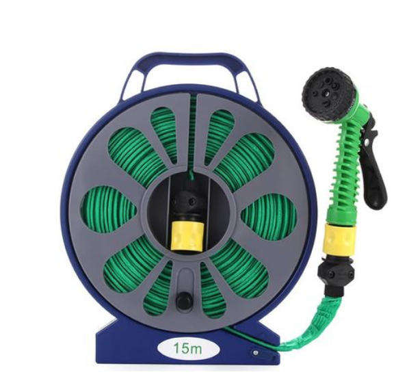 50FT 15M Retractable Garden Watering Turntable Flat Hose Pipe