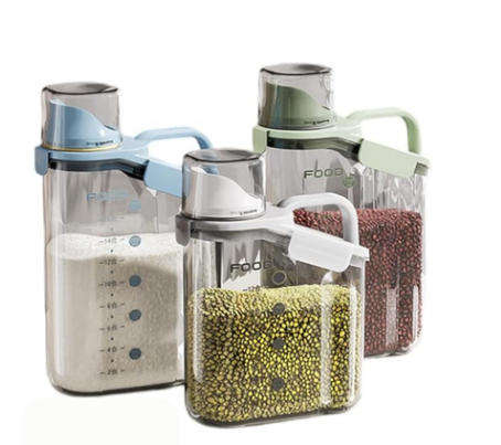 2-Pack Airtight Food Storage Containers with Measuring Cups (Lids)