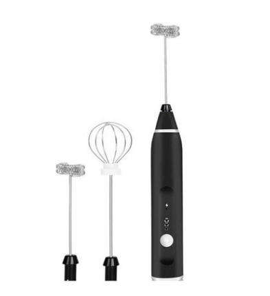 Electric Milk Frother Stainless Steel Handheld Coffee Foam Mixer Black