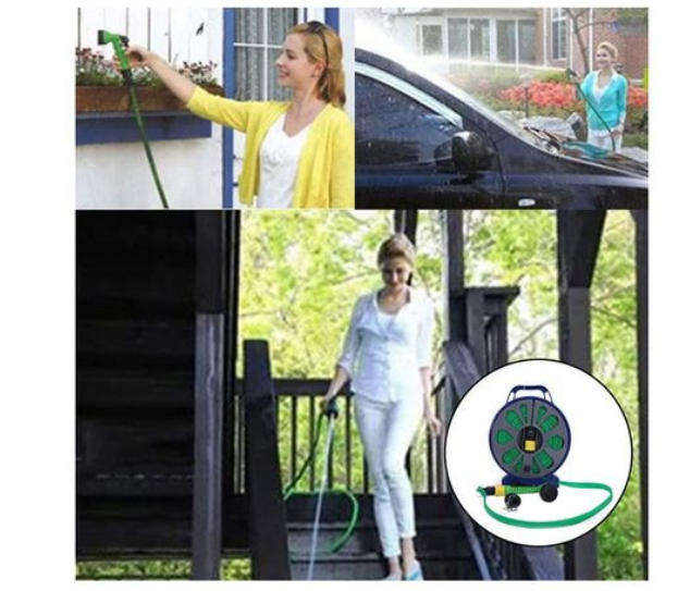 50FT 15M Retractable Garden Watering Turntable Flat Hose Pipe
