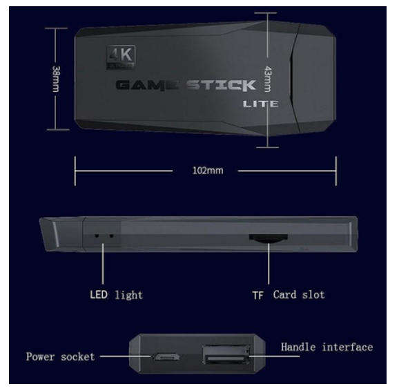 Wireless 2.4G 4K Ultra HD Arcade Game Stick + 2 Controllers Gamepad Set