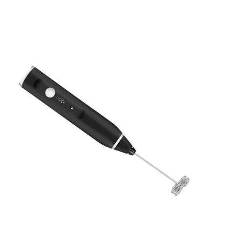 Electric Milk Frother Stainless Steel Handheld Coffee Foam Mixer Black