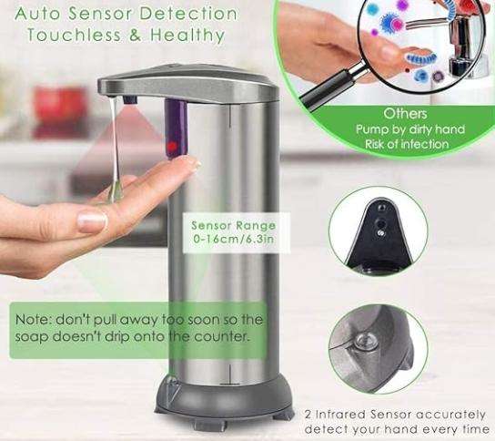 Touchless Automatic Liquid Soap Dispenser Hand Soap Dispenser with Infrared Motion Sensor, Output Co