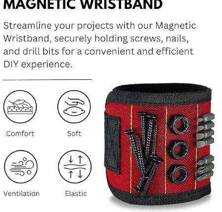 Ciana Magnetic Bracelet for Holding the Screw - With Strong Magnets, Made of Magnetic Polyester with