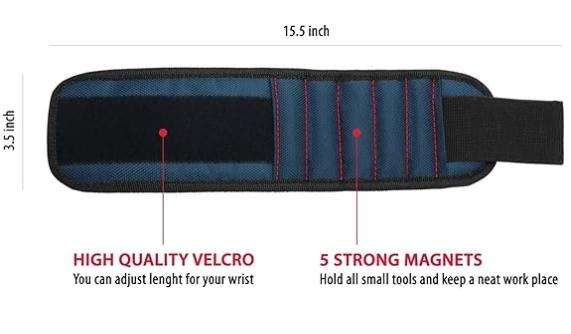 Ciana Magnetic Bracelet for Holding the Screw - With Strong Magnets, Made of Magnetic Polyester with