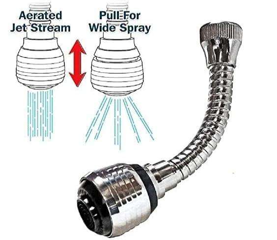 Turbo Flex 360 Instant Hands Free Faucet Swivel Spray Sink Hose Silver