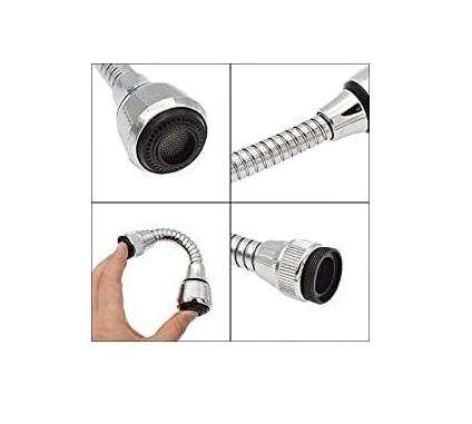 Turbo Flex 360 Instant Hands Free Faucet Swivel Spray Sink Hose Silver