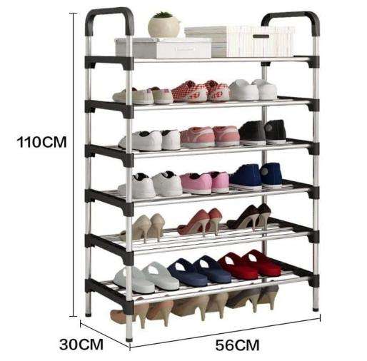 6 Layer Shoe Storage Organizer Rack, Black