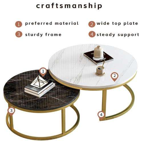 Coffee Table,Round Coffee Table For Living Room, Coffee Table With Storage, Mid Century Modern Coffe