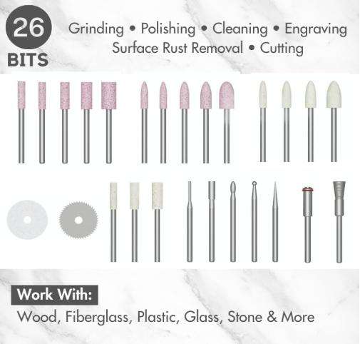 Cordless Electric Sanding Pen - Electric Grinding Pen Kit with 26 Bits for Grinding, Polishing,