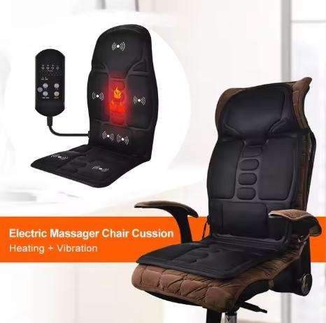 Home Car Office Electric Kneading Vibration Heating Massage Chair Pad Back Massage Seat Cushion with