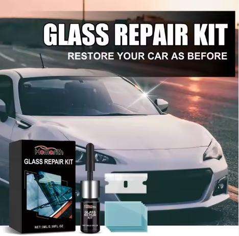 Homonth Glass Repair Kit, Auto Glass Cracks And Scratches Multi-Functional Adhesive Repair Solution