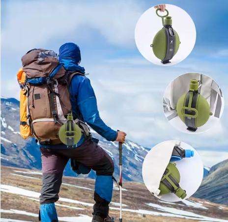 Multi-function Creative Portable Foldable Kettle Summer Camp Outdoors Training Compass Water Bag Sil