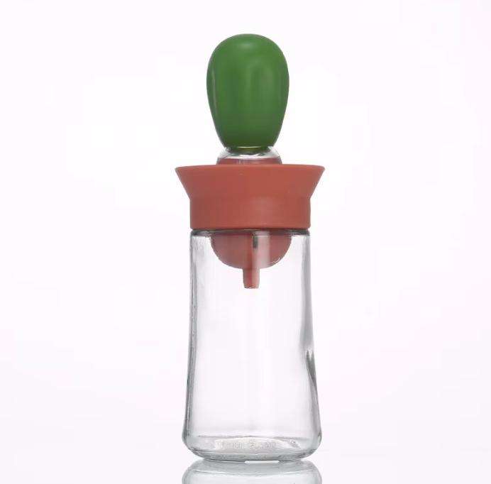 Glass Olive Oil Bottle With Silicone Brush Dropper Measuring Dispenser Oil Container K