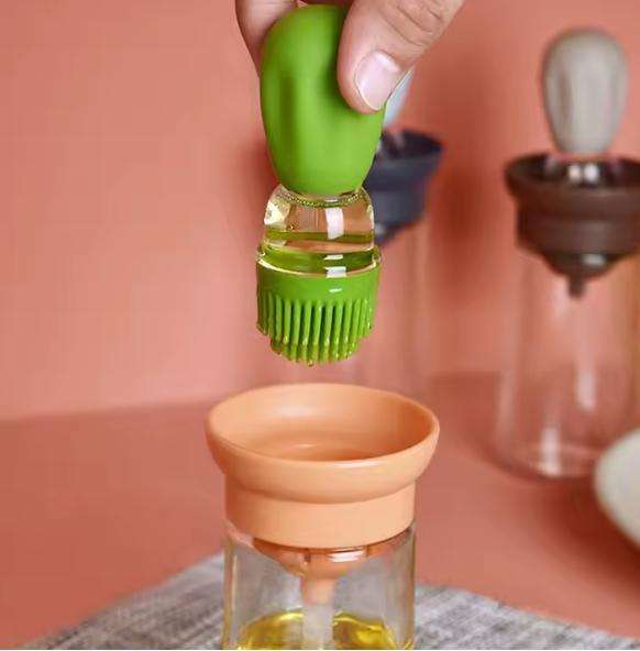 Glass Olive Oil Bottle With Silicone Brush Dropper Measuring Dispenser Oil Container K