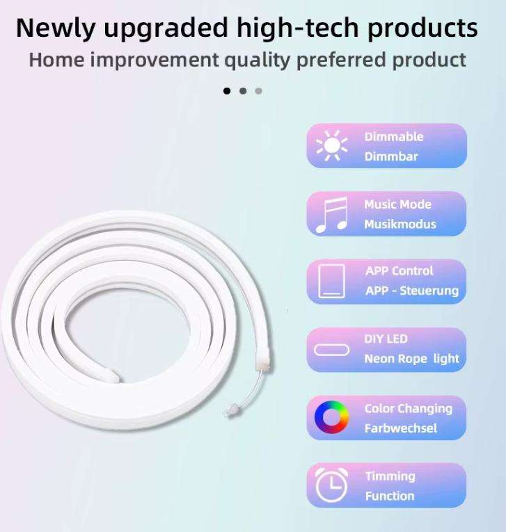 Waterproof Flexible Soft Neon Led Strip Lights Rgbic Addressable Smart RGB Music Atmosphere Light S