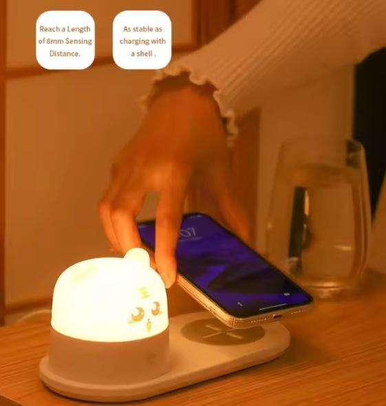 Wireless Induction Mobile Charging LED Night Bedroom Bedside Magnetic Type Base Night Light Multi-fu