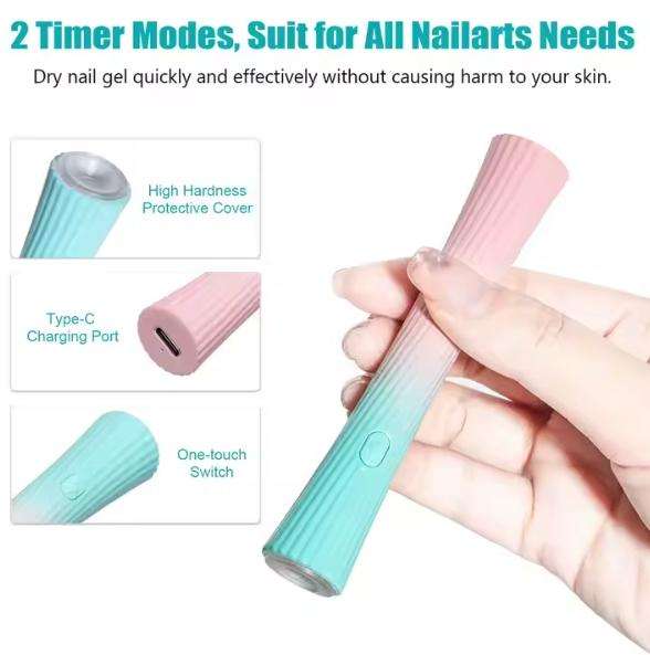 Mini Gel Curing Manicure Pedicure Tool Portable Rechargeable Handheld LED Nail Lamp Dryer for Gel Po