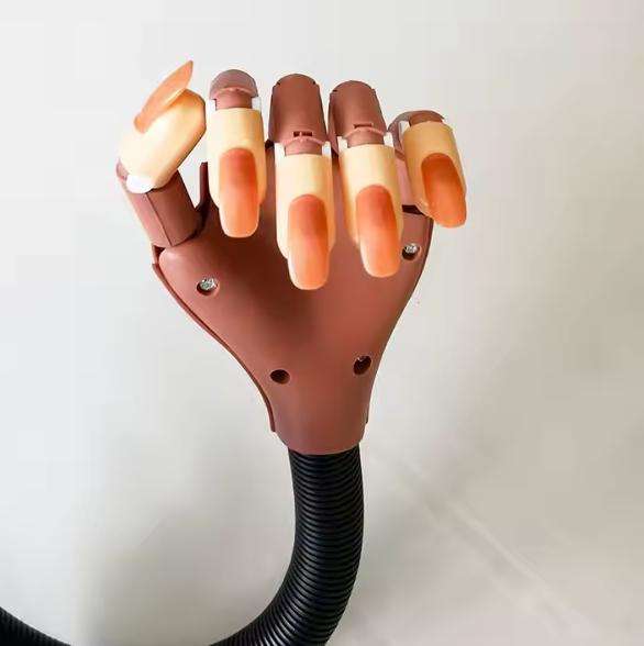 Nail Practice Flexible Mechanical Hand with Nail Tips Prosthetic Hand Model for Manicure Nail Decora