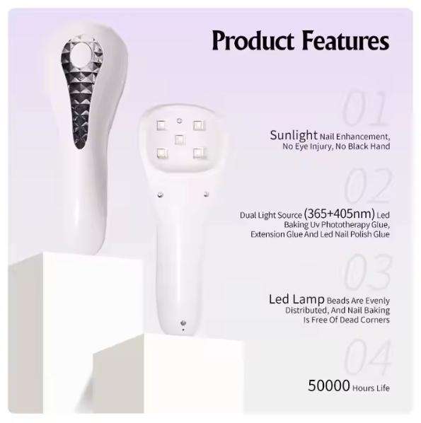 Handheld Portable Rechargeable Nail Art Lamp UV LED Nail Lamp, Multi-function Uv Gel Dryer