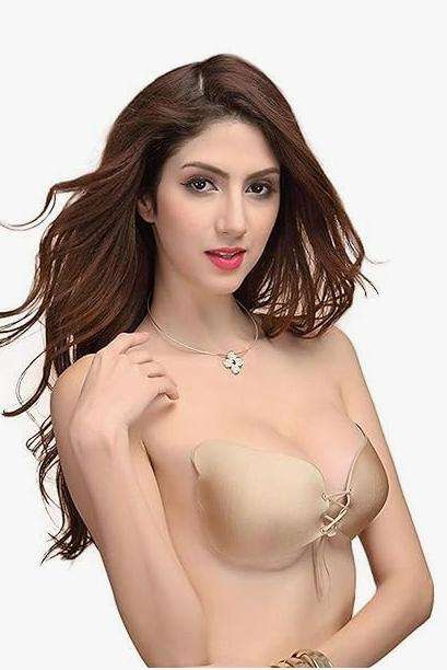 SLINKY Enterprises Women's Silicone Adhesive Stick-on Push Up Strapless Invisible Backless Bra