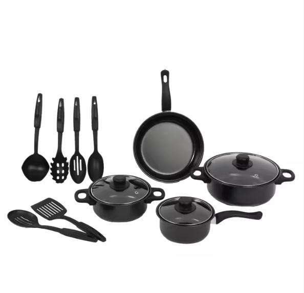 Cookware Sets Black Pot and Pans Cast Iron Cooking Pot Cookware Set