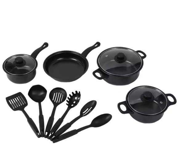 Cookware Sets Black Pot and Pans Cast Iron Cooking Pot Cookware Set